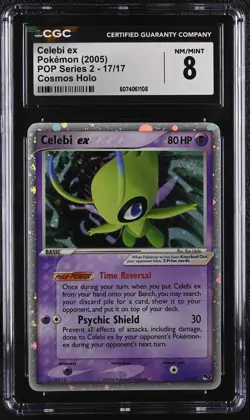 CGC 8 Celebi ex 2005 POP Series 2 17/17 Cosmos Holo SWIRL Pokemon Card - Image 1