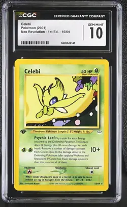 CGC 10 GEM MINT Celebi Neo Revelation 1st Edition 16/64 Pokemon Card - Image 1