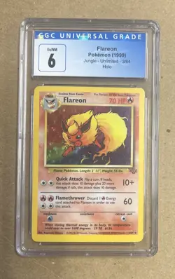 1999 Pokemon Flareon Jungle Unlimited Holo Card 3/64 CGC 6 - Image 1