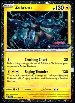 Pokemon TCG Zekrom 066/182 Paradox Rift Stamped Cosmos Holo Promo Card - LP - Image 1