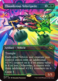 Thunderous Velocipede (Borderless) 317 Foil NM MTG Aetherdrift Magic - Image 1