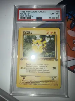 1999 POKEMON JUNGLE 1ST EDITION #60 PIKACHU PSA 8 - Image 1