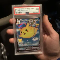 2021 POKEMON CELEBRATIONS #007 FULL ART/FLYING PIKACHU VMAX PSA 9 - Image 1