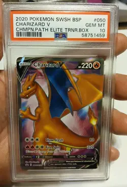 2020 Pokemon Champion's Path ETB Promo Charizard V SWSH050 - PSA 10 GEM MINT - Image 1