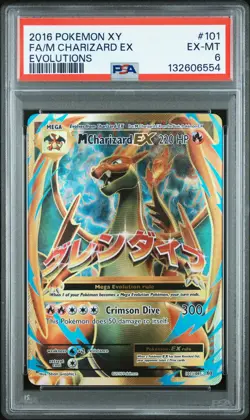 2016 POKEMON XY EVOLUTIONS #101 FULL ART/M CHARIZARD EX PSA 6 - Image 1