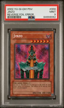 Yu-Gi-Oh! 2002 Jinzo PSV-000 *REVERSE FOIL ERROR* Secret Rare PSA 9 MINT - Image 1