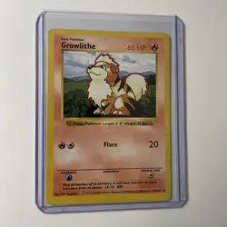 Pokemon Card Growlithe 28/102 Base Set SHADOWLESS HP-DMG - Image 1