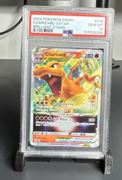 2022 Pokemon SWSH Brilliant Stars 018 Charizard VSTAR PSA 10 Gem Mint - Image 1