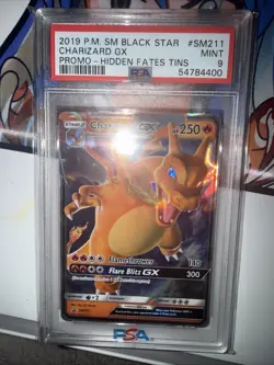 2019 CHARIZARD GX Pokemon Sun & Moon Hidden Fates #SM211 Black Star Promo PSA 9 - Image 1