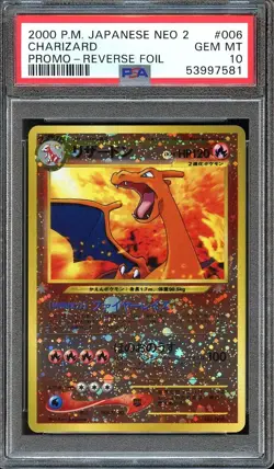 Pokemon 2000 Reverse Foil Charizard #006 Promo Neo 2 PSA 10 GEM MINT - Image 1