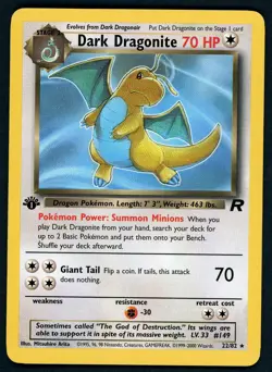 Pokemon TCG Dark Dragonite 1st Edition Team Rocket 22/82 WOTC Vintage Rare - Image 1