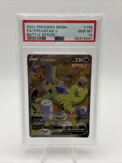 PSA 10 Tyranitar V #155/163 Alternate Full Art 2021 Pokemon SwSh Battle Styles - Image 1