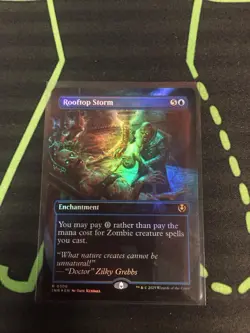 MTG Magic The Gathering Rooftop Storm Foil Borderless Zombie Blue Commander - Image 1