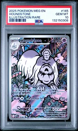 2025 POKEMON MEG EN-MEGA EVOLUTION ILLUSTRATION RARE #145 HOUNDSTONE PSA 10 - Image 1