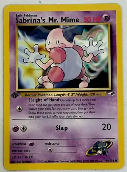 Sabrina's Mr. Mime 1st Edition Gym Heroes 94/132 Pokemon TCG Common NM Vintage - Image 2