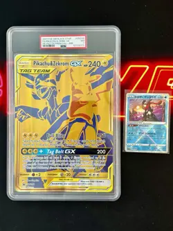PSA 7 - 2021 POKEMON SM BLACK STAR PROMO SM248 FA/PIKACHU & ZEKROM GX JUMBO - Image 2