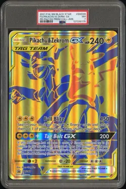 PSA 7 - 2021 POKEMON SM BLACK STAR PROMO SM248 FA/PIKACHU & ZEKROM GX JUMBO - Image 3