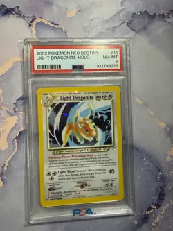 Pokemon Light Dragonite Neo Destiny Unlimited Holo Rare #14 PSA 8 - Image 1