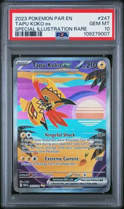PSA 10 Tapu Koko ex 247/182 Special Illustration Rare SIR Pokemon Paradox Rift - Image 1