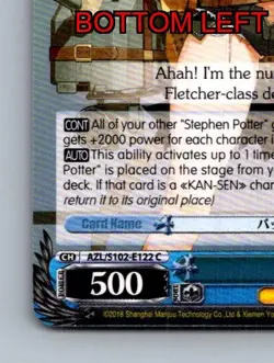 Common Weiss Schwarz Card Bache Azur Lane 0C 1S 500P Blue Bache Skill - Image 5