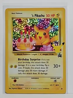 Pokemon Pikachu TCG Birthday Celebrations Holo Rare Card #24 Classic Collection - Image 1