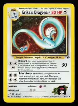 Erika's Dragonair 4/132 Holo Rare Gym Heroes Pokemon Card - Image 1