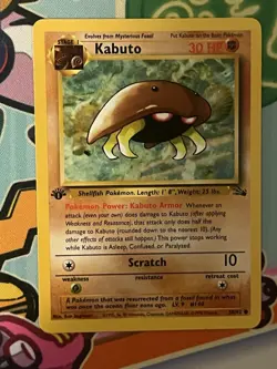Pokemon TCG Kabuto Fossil 1st Edition Common Card 50/62 LP/NM - Image 1
