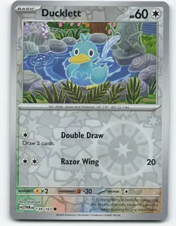 Ducklett #139/167, Reverse Holo Pokemon card - Image 1