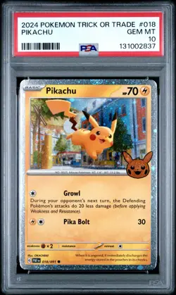 2024 Pokemon Trick or Trade Pikachu #018 PSA 10 Gem Mint - Image 1