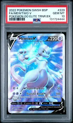 2022 POKEMON SWSH BLACK STAR PROMO #229 FULL ART/MEWTWO V PSA 10 - Image 1