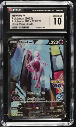 MEWTWO V Pokemon Go Holo Full Art #072 CGC 10 Pokemon [Nostalgium] - Image 1