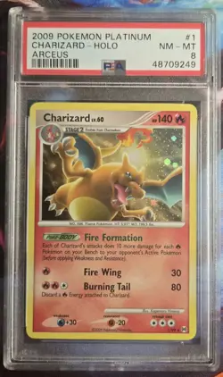 2009 POKEMON PLATINUM ARCEUS #1 CHARIZARD-HOLO ARCEUS PSA 8 NM-MT - Image 1