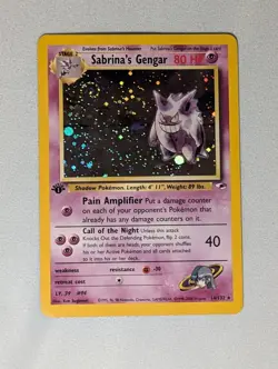 Pokemon TCG Sabrina's Gengar Holo Rare 1st Edition Gym Heroes 14/132 SWIRL LP - Image 1