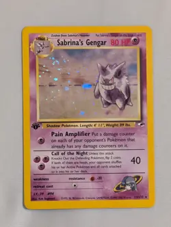 Pokemon TCG Sabrina's Gengar Holo Rare 1st Edition Gym Heroes 14/132 SWIRL LP - Image 2