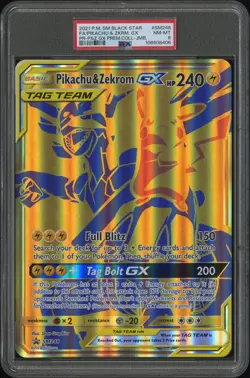 2021 POKEMON SM BLACK STAR PROMO #SM248 FULL ART/PIKACHU & ZEKROM GX PSA 8 - Image 1