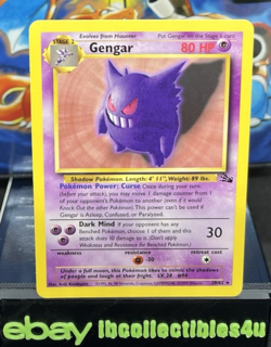 Pokemon TCG Gengar Fossil Card 20/62 Unlimited Regular Non-Holo Rare NM F/S - Image 1