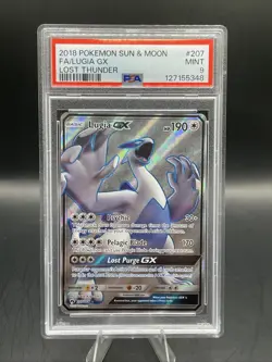 Pokemon 2018 SM Lost Thunder Lugia GX 207/214 Full Art PSA 9 - Image 1