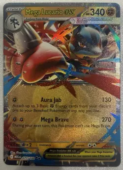 2025 POKEMON TCG MEGA EVOLUTION MEGA LUCARIO EX 077/132 STAGE 1 VERY RARE MINT - Image 1