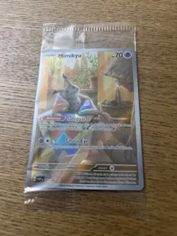 SEALED Pokemon Mimikyu SVP 075 Paldean Fates Full Art Holo Black Star Promo NM - Image 1
