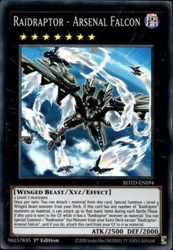 Raidraptor - Arsenal Falcon 1st Ed Super Rare ROTD-EN094 Yu-Gi-Oh! - Image 1