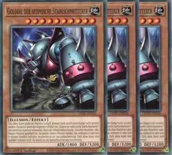 yugioh 3x Golgoil der seismische Stahlschmett LEDE-DE026 COMMON 1AUFLAGE DEUTSCH - Image 1