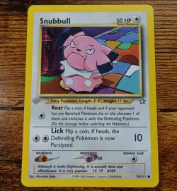 Snubbull 74/111 1st Edition Grey Stamp Error Insufficient Ink Pokemon Card EX-NM - Image 1