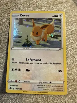Eevee *HD FART SWIRL* Galaxy SWSH190 Pokemon Card Black Star Promo Card Holo NM - Image 1