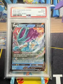 Pokemon TCG Suicune V 031/203 Evolving Skies Ultra Rare Card - PSA 10 GEM MINT - Image 1