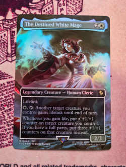 MTG Foil The Destined White Mage Borderless Final Fantasy NM - Image 1