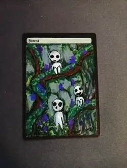 altered art hand painted mtg forest land - Image 1
