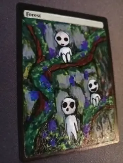 altered art hand painted mtg forest land - Image 3