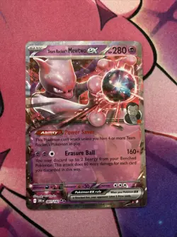 Team Rocket's Mewtwo ex 081/182 Destined Rivals Holo Double Rare NM ENG Pokemon - Image 1