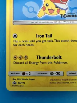 Ash's Pikachu SM114 Sun & Moon Black Star Promo Pokemon TCG NM - Image 4