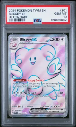2024 POKEMON TWM EN-TWILIGHT MASQUERADE ULTRA RARE #201 BLISSEY EX PSA 10 - Image 1
